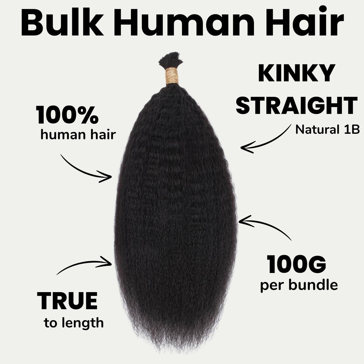 Kinky Straight Bulk 100% Human Braiding Hair