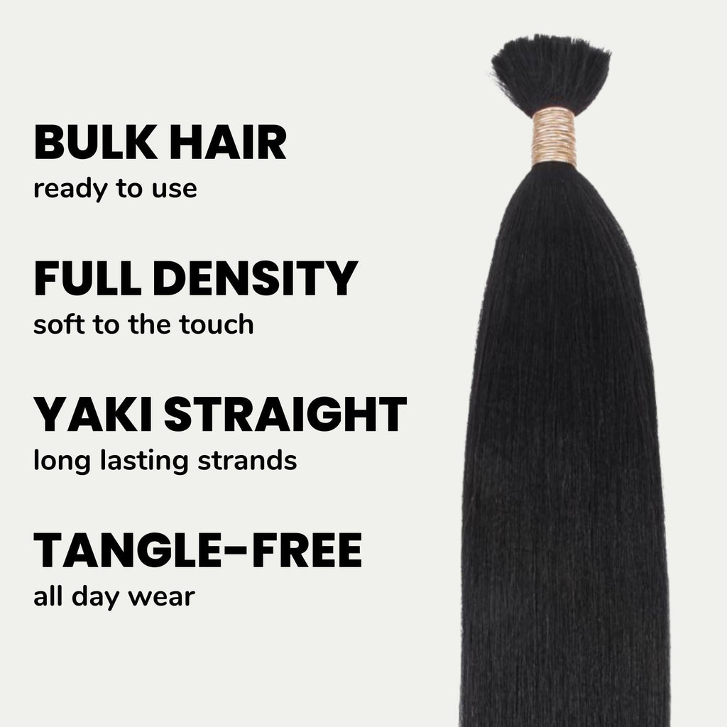 Yaki Straight Bulk 100% Human Braiding Hair