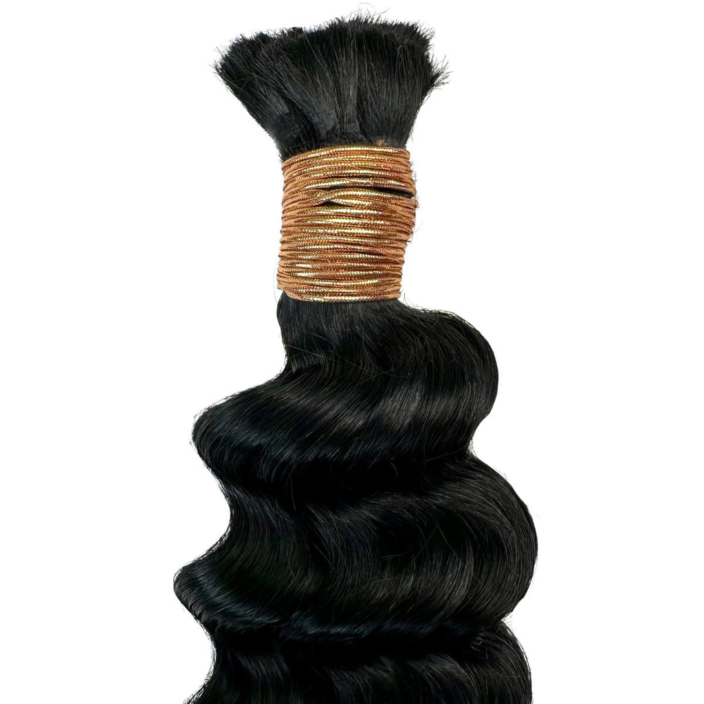 Jet Black Deep Wave Bulk 100% Human Braiding Hair