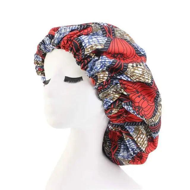 New Stunning Extra Large Satin Lined Bonnet Women Big Size Beauty Print Satin Silk Bonnet Sleep Night Cap Head Cover Bonnet Hat
