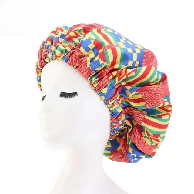 New Stunning Extra Large Satin Lined Bonnet Women Big Size Beauty Print Satin Silk Bonnet Sleep Night Cap Head Cover Bonnet Hat